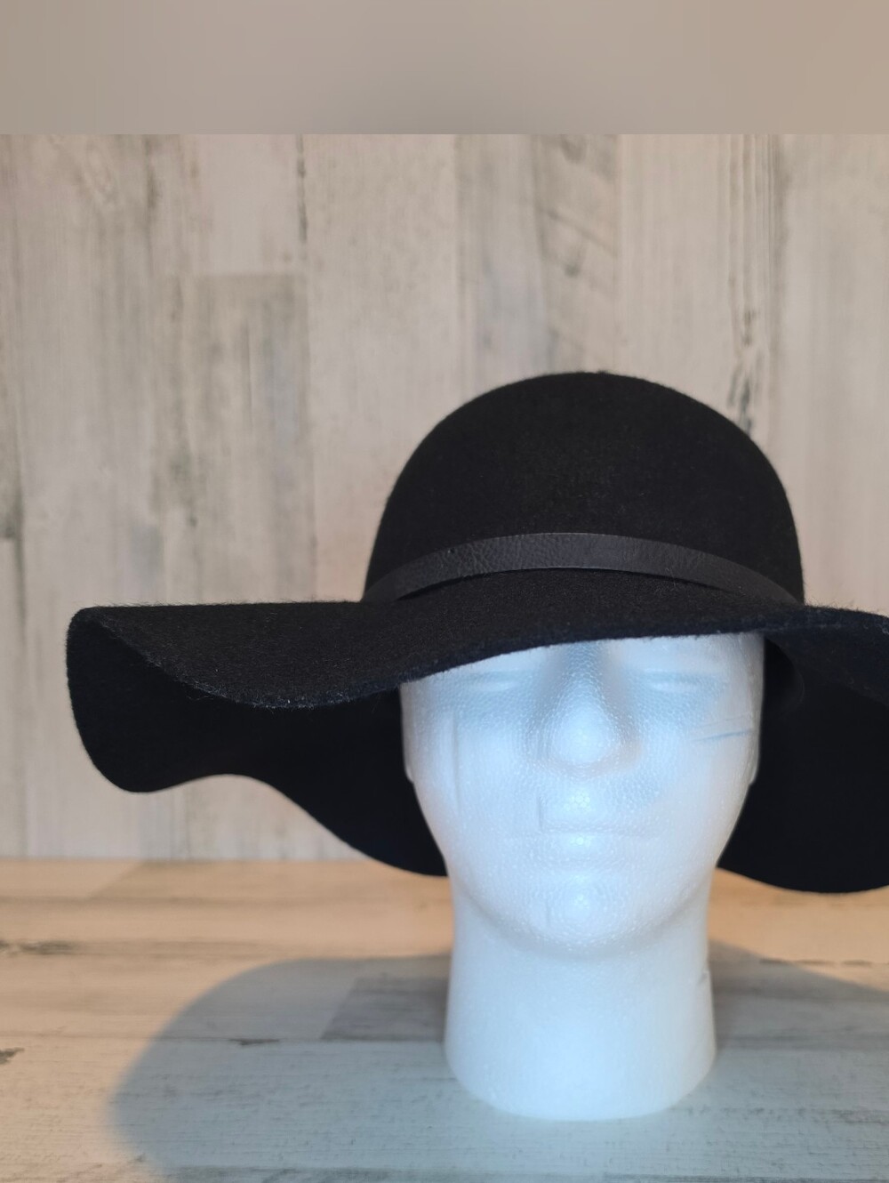 Women’s Black 100% Wool Wide Brim Floppy Hat One Size Boho Witchy Target